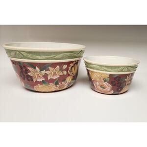 Certified International 2 Floral Taspestry Mixing/Serving Bowls